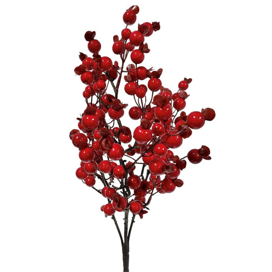 3 Red Berry Cluster Stems