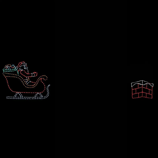 Santa Running from Sleigh to Chimney Animated Scene LED Display (53")