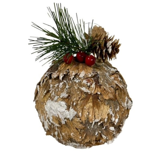 3 - 4" Rustic Ball Ornament with Greens
