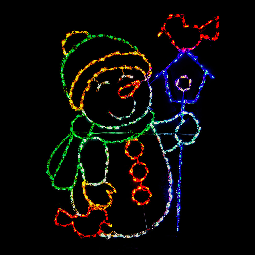 Snowman with Cardinal