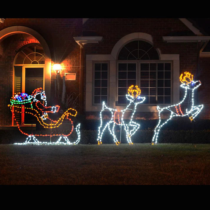 Santa in Sleigh with Gifts LED Display (46")