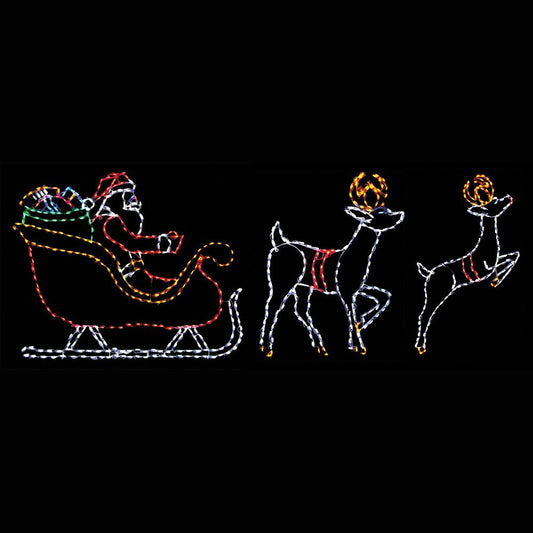LED Santa in Sleigh with Reindeer Scene