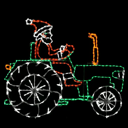 Santa Driving a Tractor Animated LED Display