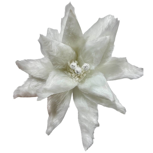 4 White Fur Poinsettia