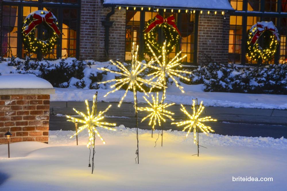 Outdoor Christmas Lights in snow in Norfolk, Nebraska