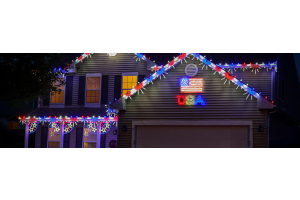 Patriotic Lighting on a Home in Iowa 