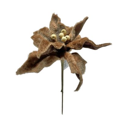6 Brown Felt Poinsettia Stems
