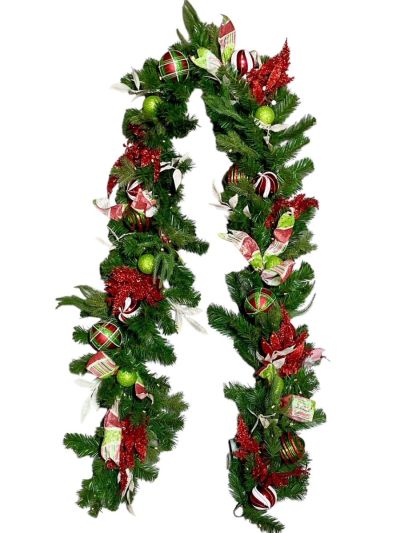 6' Decorated Christmas Garland - Festive Whimsy with Battery Operated Lights