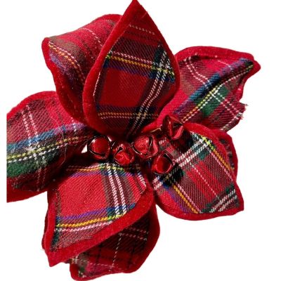 Bundle of 2: Double-Layered Plaid Poinsettia w/Felt