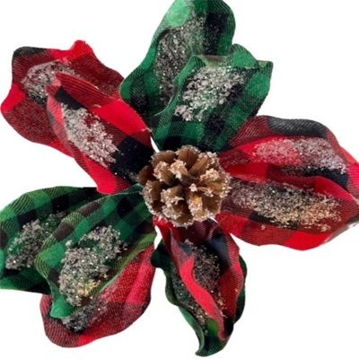 Bundle of 4: Buffalo Red/Green Plaid Magnolia w/Pinecone