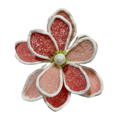 Bundle of 6: Salmon 2-Tone Felt Magnolia w/Leaves