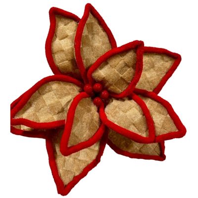 Bundle of 6: Tan and Red Textured Poinsettia