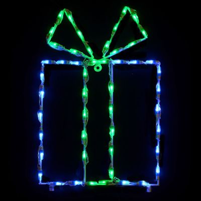 LED Gift Box - Blue box/Green bow
