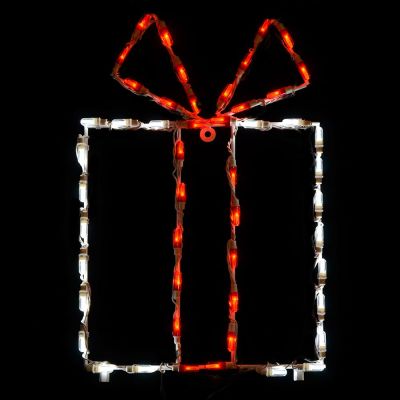 LED Gift Box - White box/Red bow