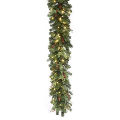 LED 9' Mountain Pine Garland with Warm White Concaves