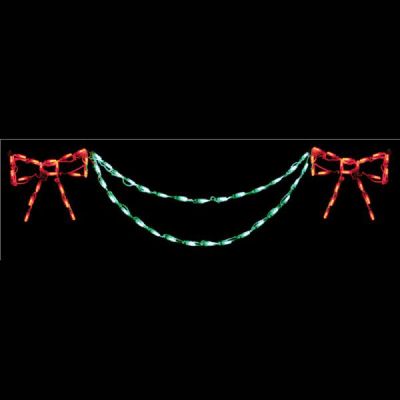 LED Bow with Garland End Piece (Red/Green)