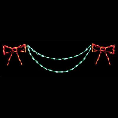 LED Bow with Garland End Piece (Red/Green)