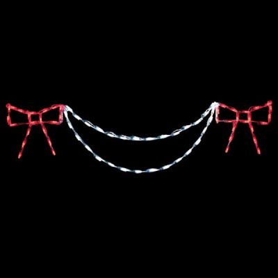 LED Bow with Garland End Piece (Red/White)