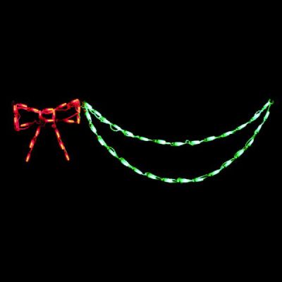 LED Bow with Garland (Red/Green)