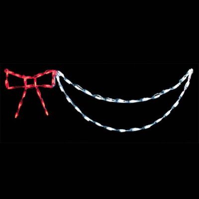 LED Bow with Garland (Red/White)