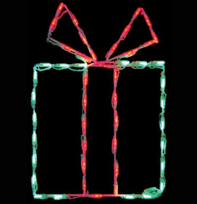 LED Gift Box - Green box/Red bow