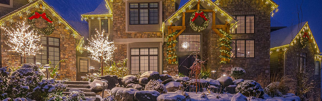 LED Christmas Lights on Front of House in Bellevue, Gretna, Omaha, Papillion, Valley